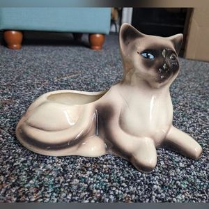 Vintage Ceramic Siamese Cat Planter
